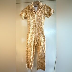Big Bud Press • Yellow Lazy Daisy Short Sleeve Jumpsuit • Size XS